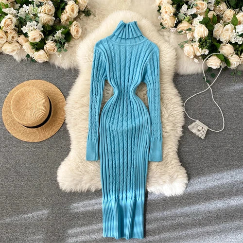 Seoulish Autumn Winter Twist Women's Wrap Knitted Dresses Long Sleeve Sheath Knitwear Office Bodycon Dress Female 2025 New