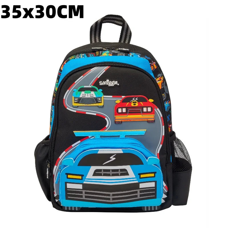 100% Genuine Australia Smiggle Backpack School Bag Race Car Cartoon Series Anime Backpack Student Gift Separate Purchases