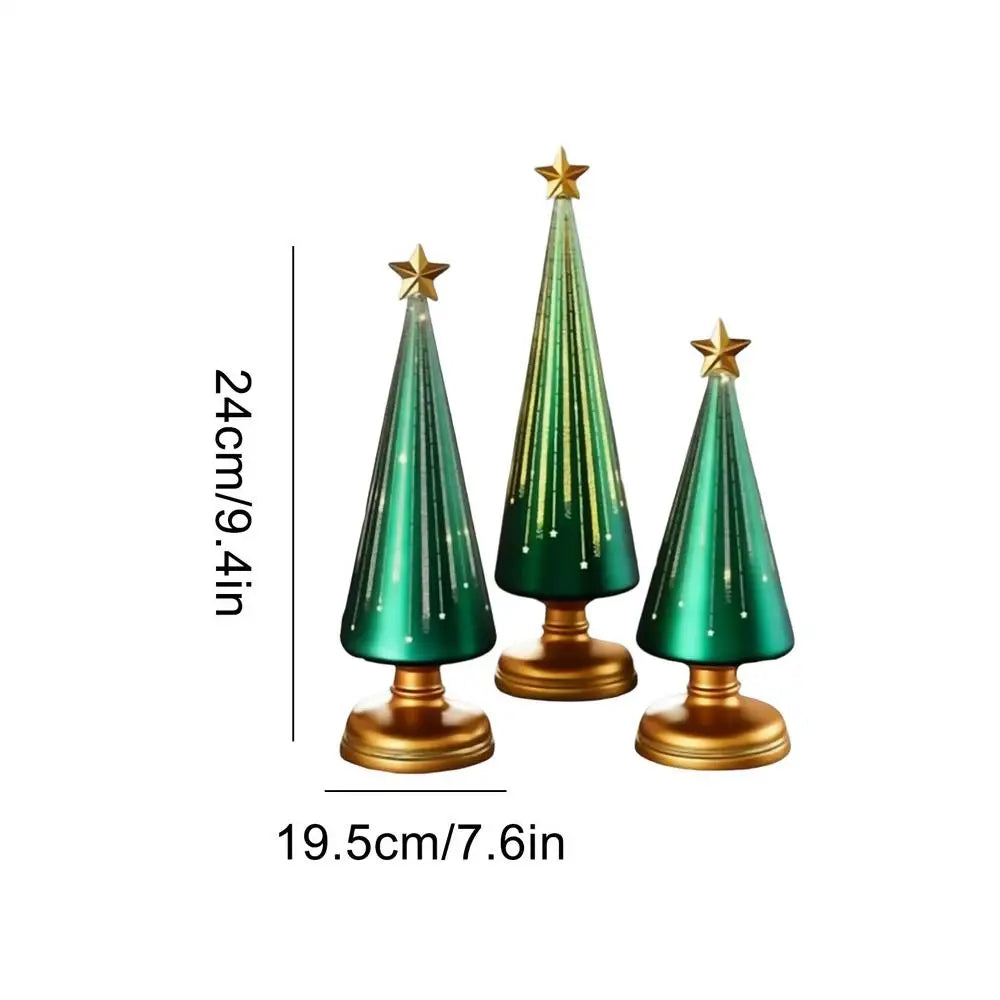 Christmas Tree Statue 3 Pieces Christmas Sculpture Resin Star Tree Figurine For Home Room Winter Party Decorations Table