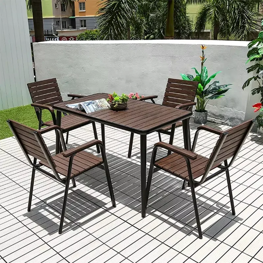 Outdoor Table 120cm Rectangular Tables Metal Backyard Table Garden Hotel Urniture Balcony Terrace Wood-plastic Table