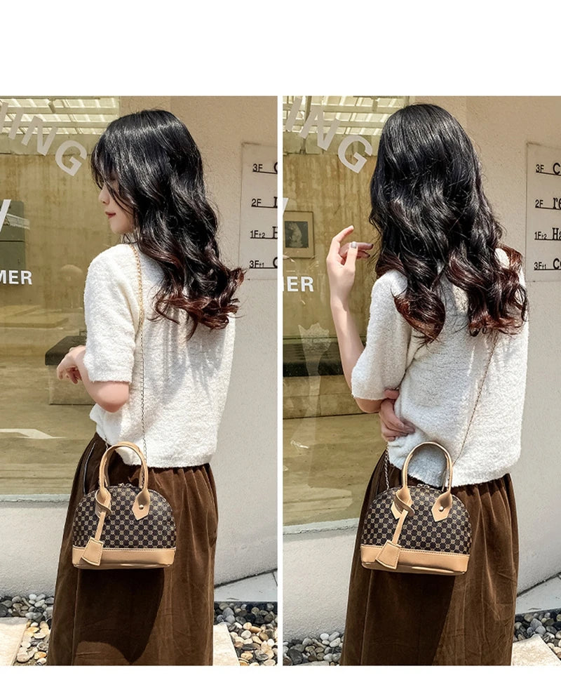Flower Printing Shell Bag Fashion Handbag Women Crossbody Bag Advanced Simple Shoulder Crossbody Bag Large Capacity Portable Bag