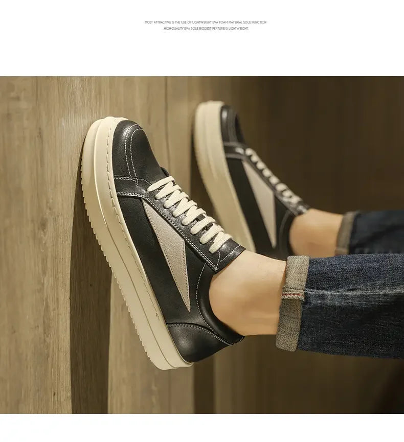 Shoes Leather Platform Sports Casual Shoes Black and White Retro Chalkboard Shoes Men's Boots Outdoor 2025 New Men's Shoes