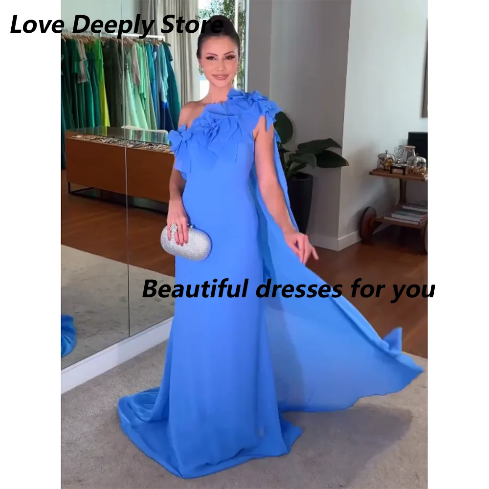 Customized Elegant One Shoudler Evening Dresses Chiffon Pleat A-line Long Prom Dress Classic Exquisite Modern Style