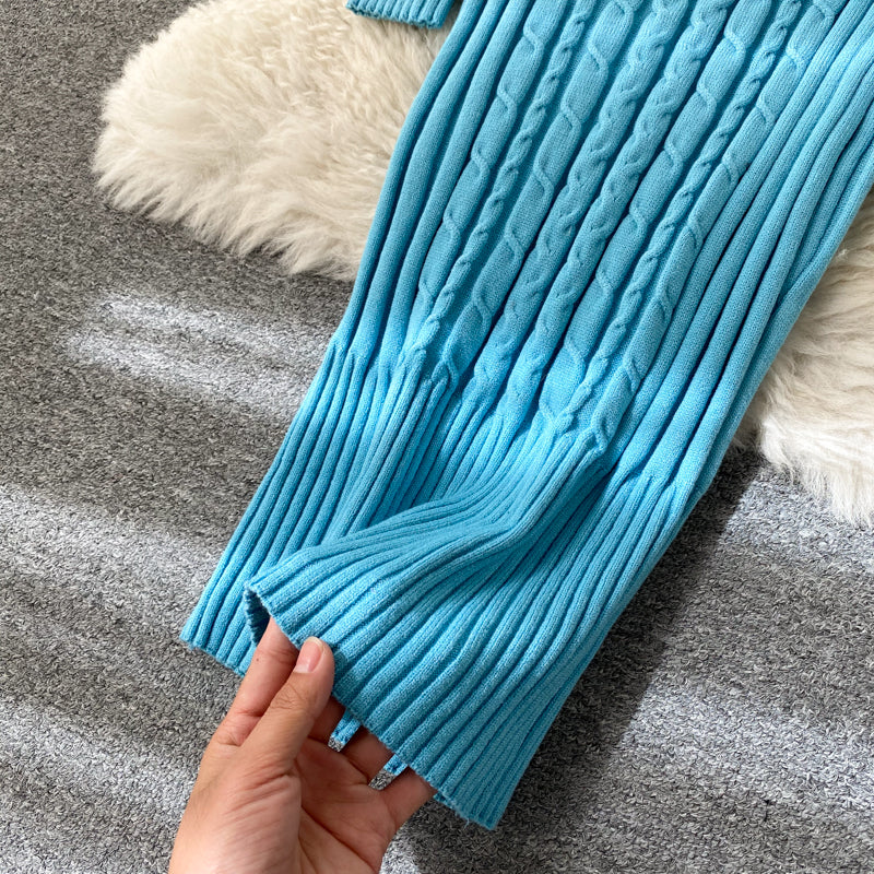 Seoulish Autumn Winter Twist Women's Wrap Knitted Dresses Long Sleeve Sheath Knitwear Office Bodycon Dress Female 2025 New