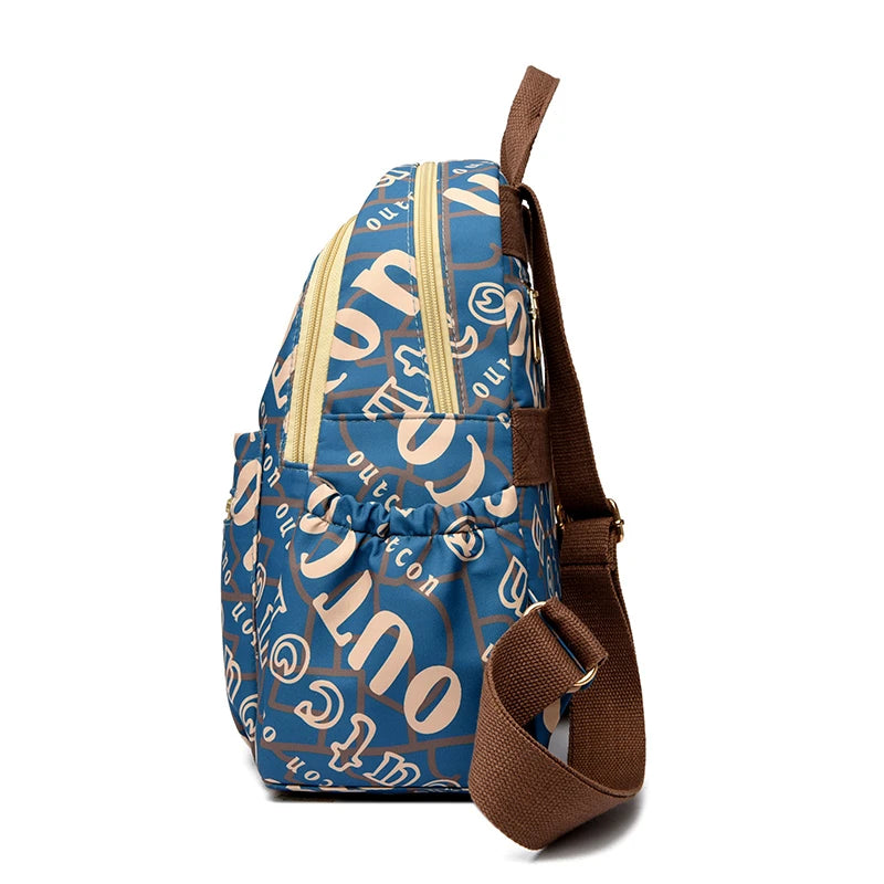School Bag Women's Oxford Cloth Printed Casual Backpack Fashionable Large Capacity Lightweight Travel Versatile Backpack Backpac