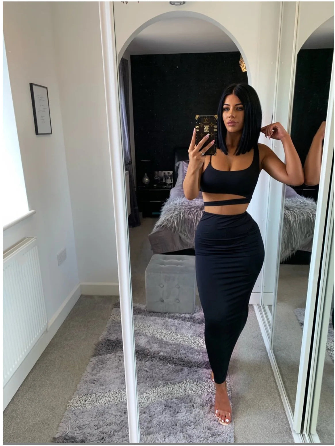 Women Dress Elegant Long Dresses Party Night Dress Women Dresses Woman Female Clothing Sexy Pleated Hollowout Two-piece Dress