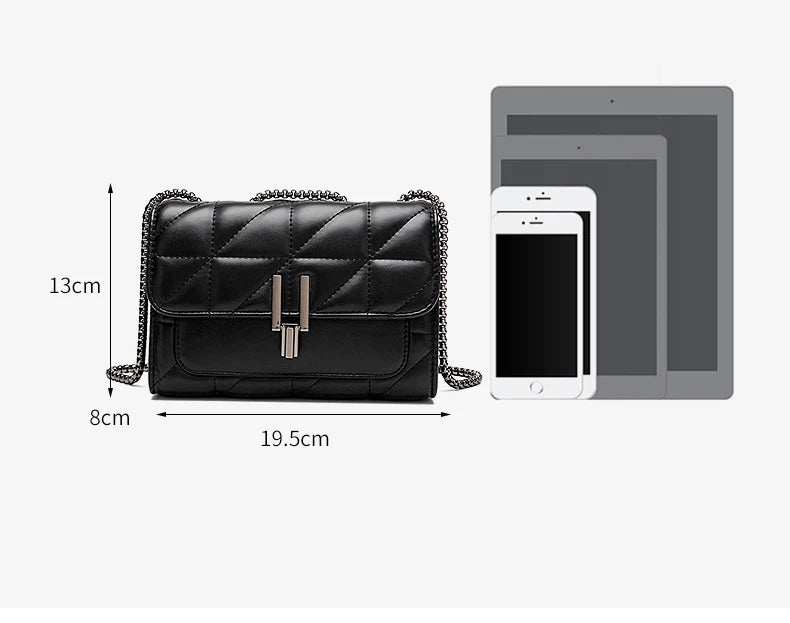Classic Quilted Detail Square Bag, Solid Color Flap Shoulder Bag, All-Match Chain Bag