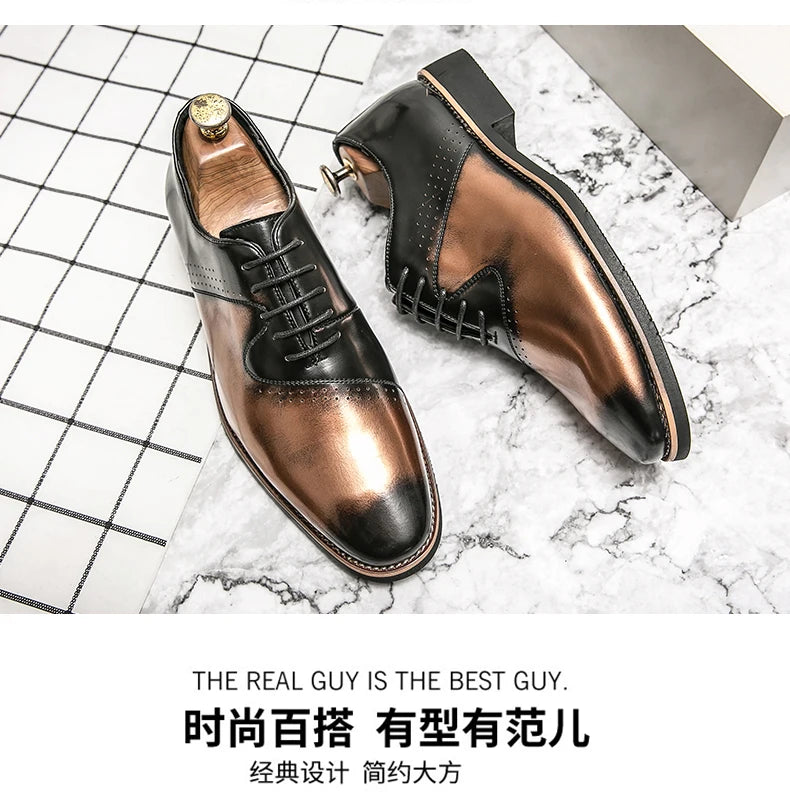 Shoes for men shoes leather shoes business dress shoes all-match casual shock-absorbing wear-resistant footwear black Plus