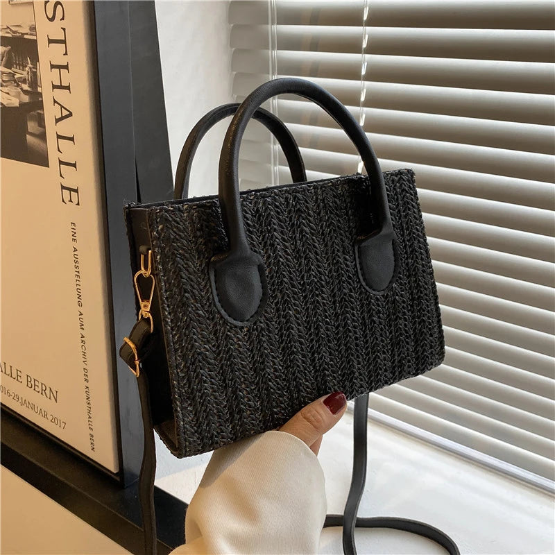 Summer Net Red Grass Woven Bag Crossbody Bag New Fashion Japanese Small Fresh Flower Woven Handbag Shoulder Bag