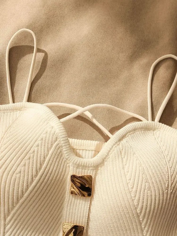 French Style Cross-knit Suspender Women's Summer Wear Sexy Beauty Camisole Slim High-end Bottom Bandeau Top