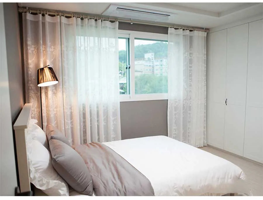 White Elegant Lxury Curtains, Tulle Contain Pearls Embroidery Beads Window Drapes ,Curtain Volie Sheer for Living Room Finished