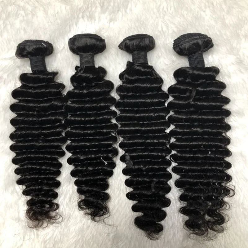 Queenlike Deep Wave Human Hair Bundles 24 26 28 inch Deep Curly Bundles 100% Human Hair for Women Brazilian Raw Hair Extensions