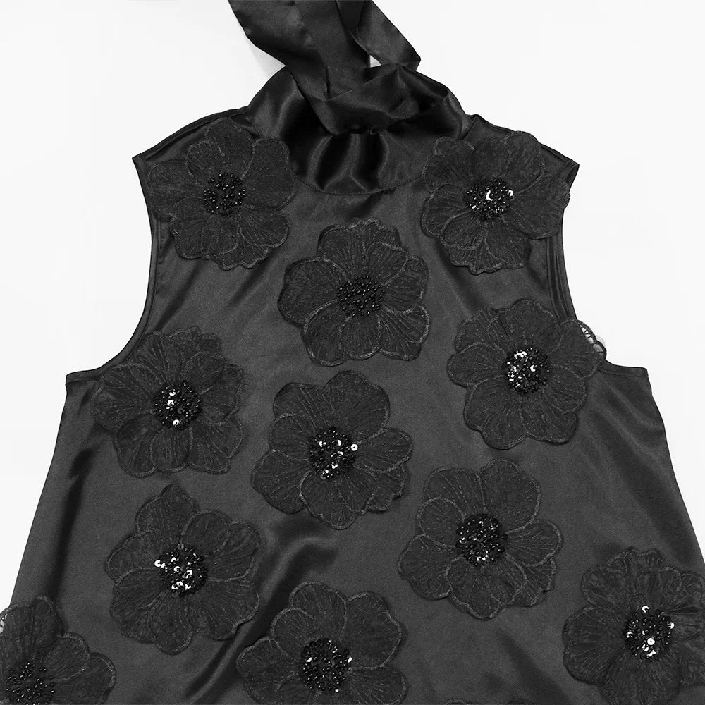 Elegant Dresses for Woman 2025 New O Neck Sleeveless Floral Decorate Straight Ankle Length Fashion Ladies Birthday Party Dress