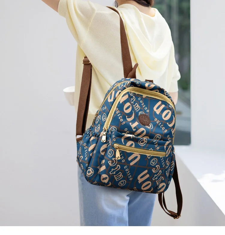 School Bag Women's Oxford Cloth Printed Casual Backpack Fashionable Large Capacity Lightweight Travel Versatile Backpack Backpac