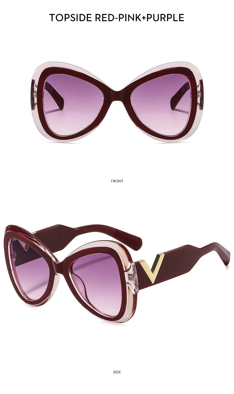 2025 New Fashion Big Frame Cat's Eye Butterfly Women Sunglasses Luxury Designer Men Sunglass Outdoor Travel Eyewear Female UV400