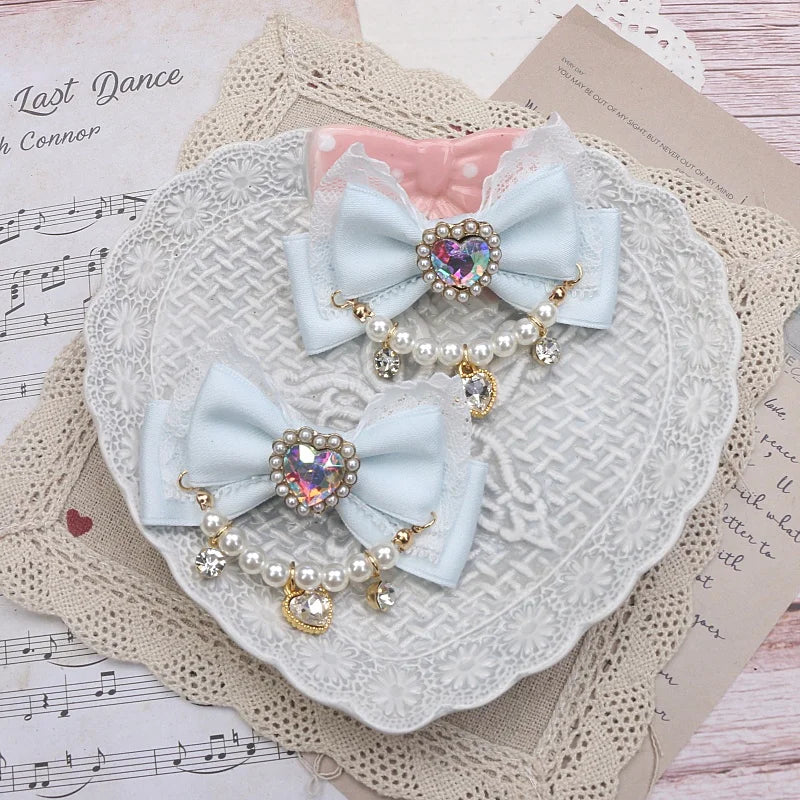 Accessories for Women Pearls Rhinestone Bow  Hair Clips for Women Bowknot Handmade Baroque Lolita Party Jewelry Gifts Y2K Girl