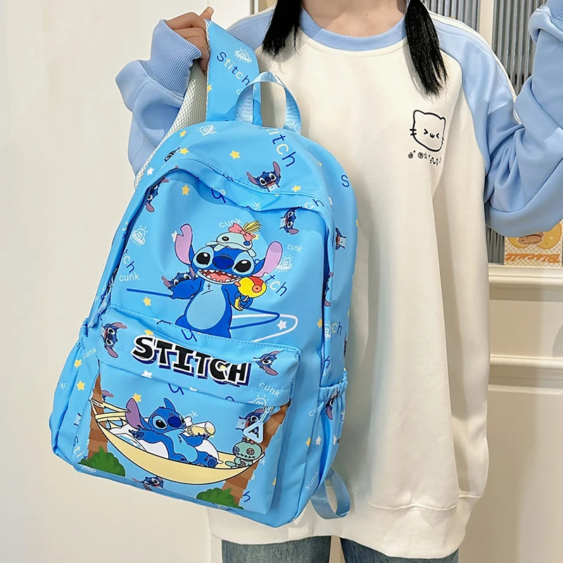 Back-to-school season and school, durable nylon schoolbags, large-capacity day bags, Stitch cartoon backpacks