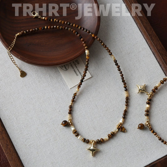 Fashion Jewelry Stone Beads Necklace For Women 2025 Trend New Senior Accessories Star Pendant Party Wedding Gift