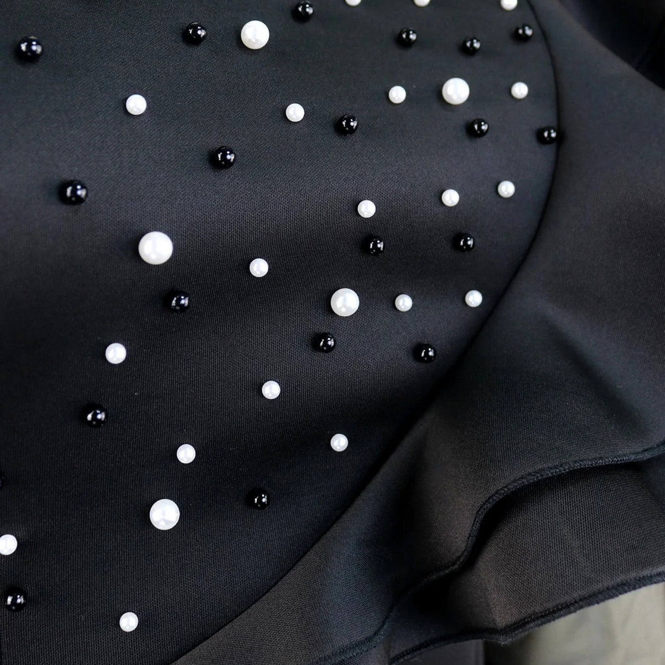 Elegant Dresses Woman 2024 Luxury O Neck Transparent Beaded Ruffles Full Sleeve Sheath Package Hips Mid Calf Birthday Party Robe