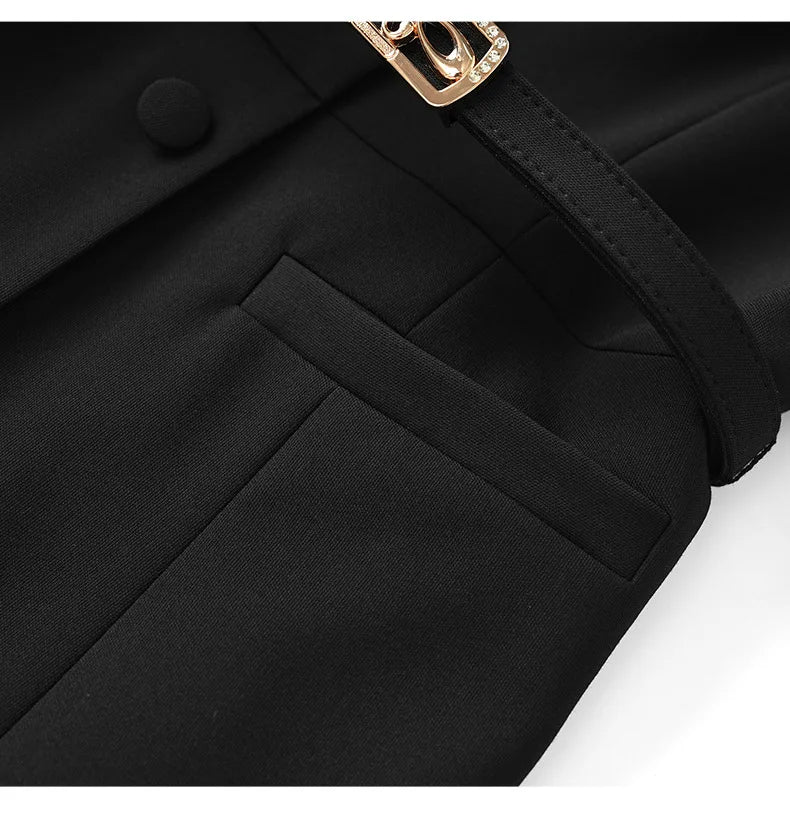 Dresses For Women 2024 Luxury Brand Autumn Long Dress Women's Turn-down Collar Sleeves Single Breasted Sashes Office Lady