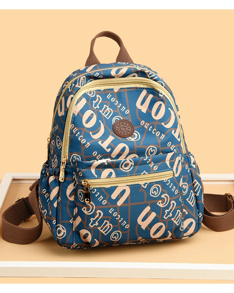School Bag Women's Oxford Cloth Printed Casual Backpack Fashionable Large Capacity Lightweight Travel Versatile Backpack Backpac