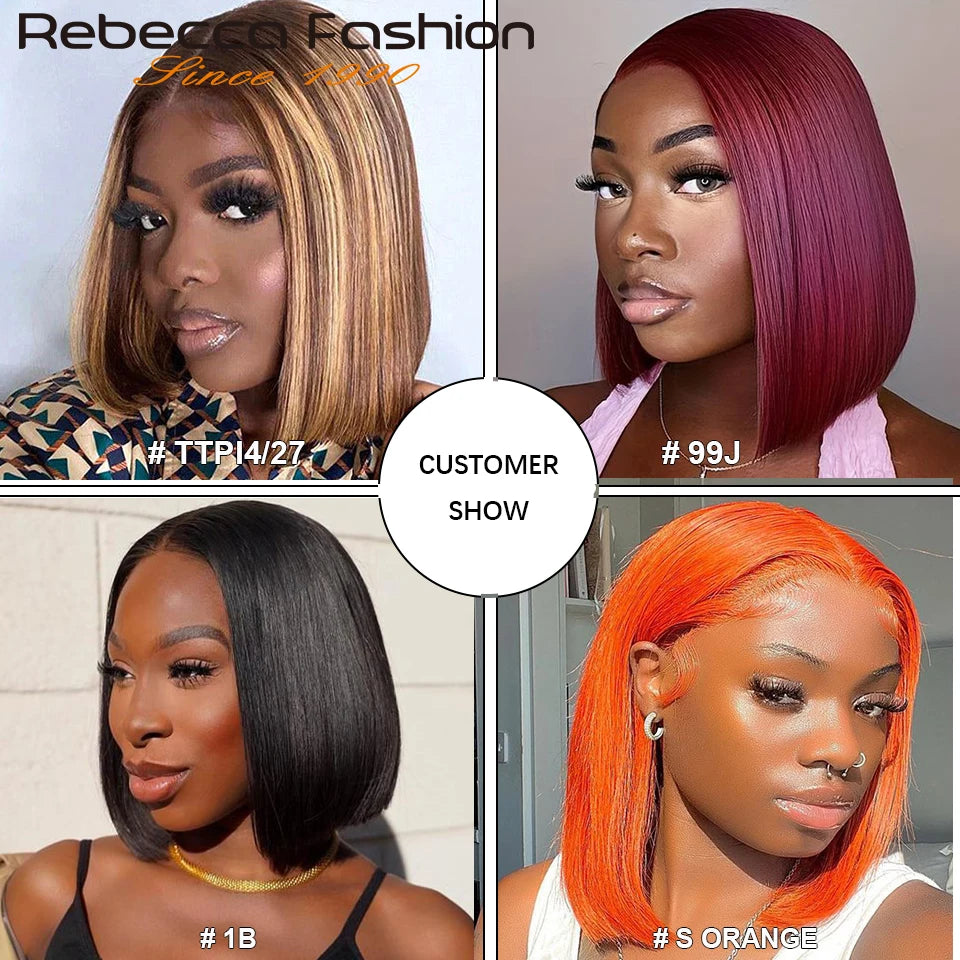 Colored Ombre Pink Bob T Part Lace Wigs Straight Human Hair Lace Front Wigs Pre Plucked Blonde Straight Lace Front Wigs