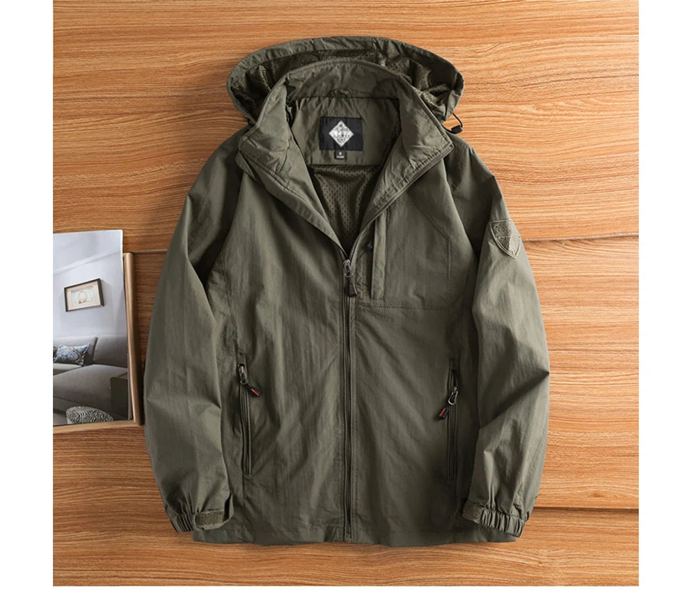 Autumn Men's Hiking Waterproof Jackets Men Outdoor Quick Dry Sports Climbing Hooded Coats Men Breathable Windbreaker Jackets 5XL