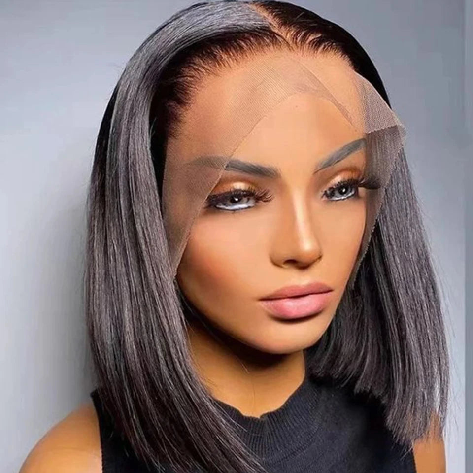 Colored Ombre Pink Bob T Part Lace Wigs Straight Human Hair Lace Front Wigs Pre Plucked Blonde Straight Lace Front Wigs