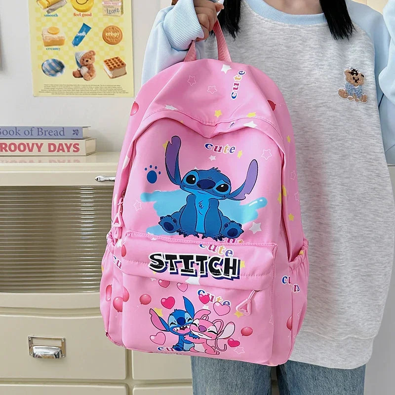Back-to-school season and school, durable nylon schoolbags, large-capacity day bags, Stitch cartoon backpacks