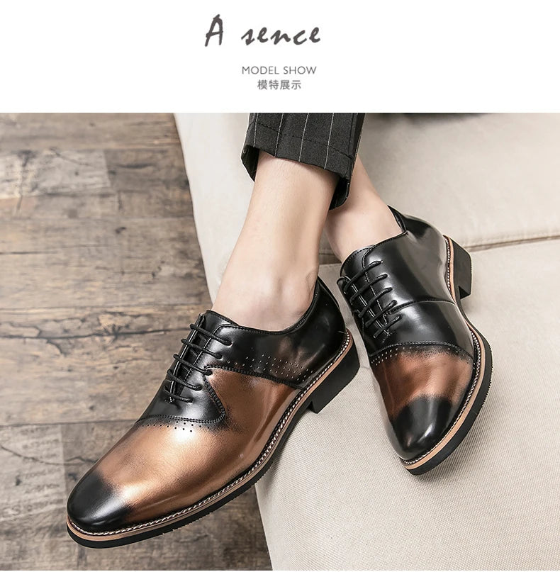 Shoes for men shoes leather shoes business dress shoes all-match casual shock-absorbing wear-resistant footwear black Plus