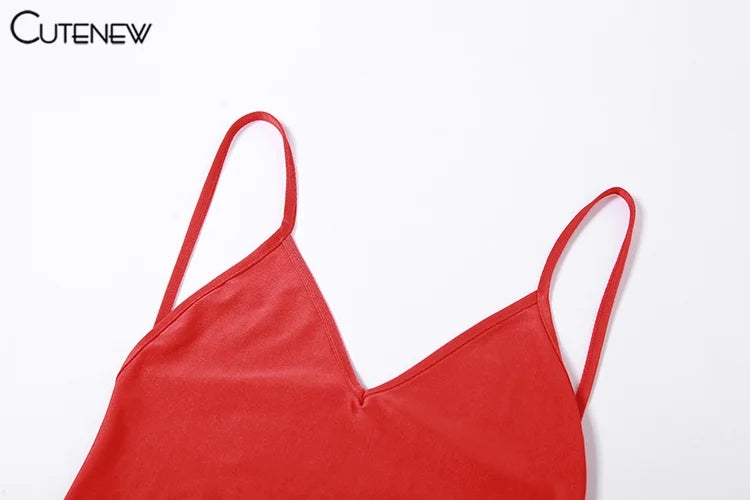 Cutenew Red Shiny Spaghetti Strap Maxi Dress Women Solid Sexy Backless Ruched Cleavage Body-shaping Robe Lady Hipster Streetwear