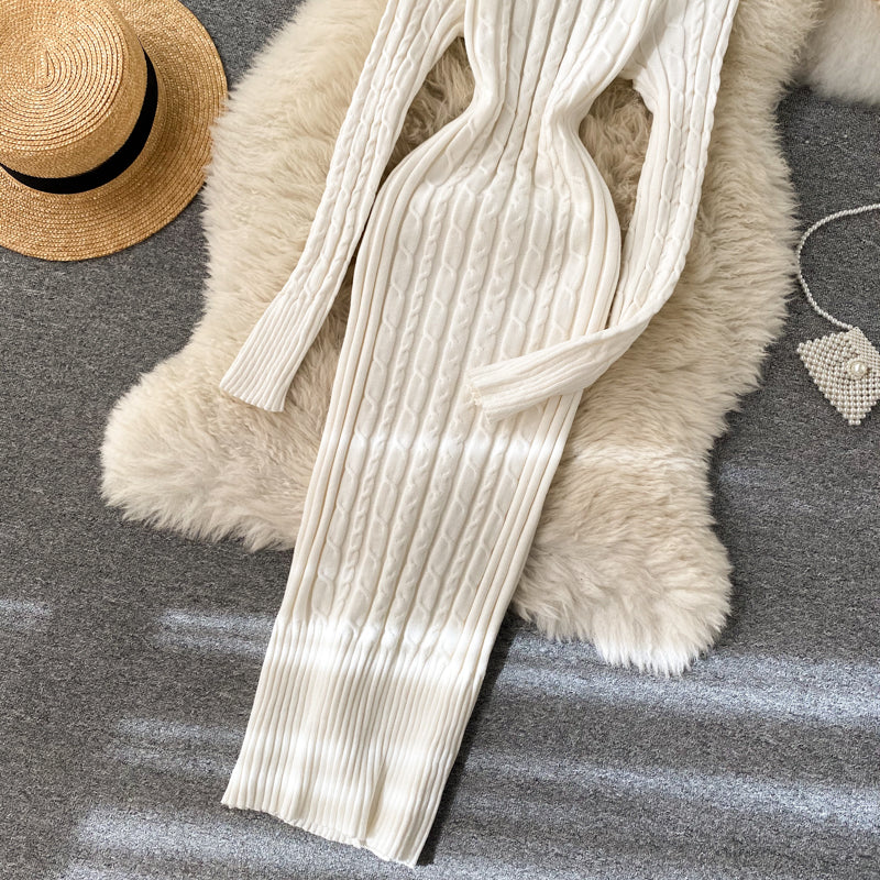 Seoulish Autumn Winter Twist Women's Wrap Knitted Dresses Long Sleeve Sheath Knitwear Office Bodycon Dress Female 2025 New