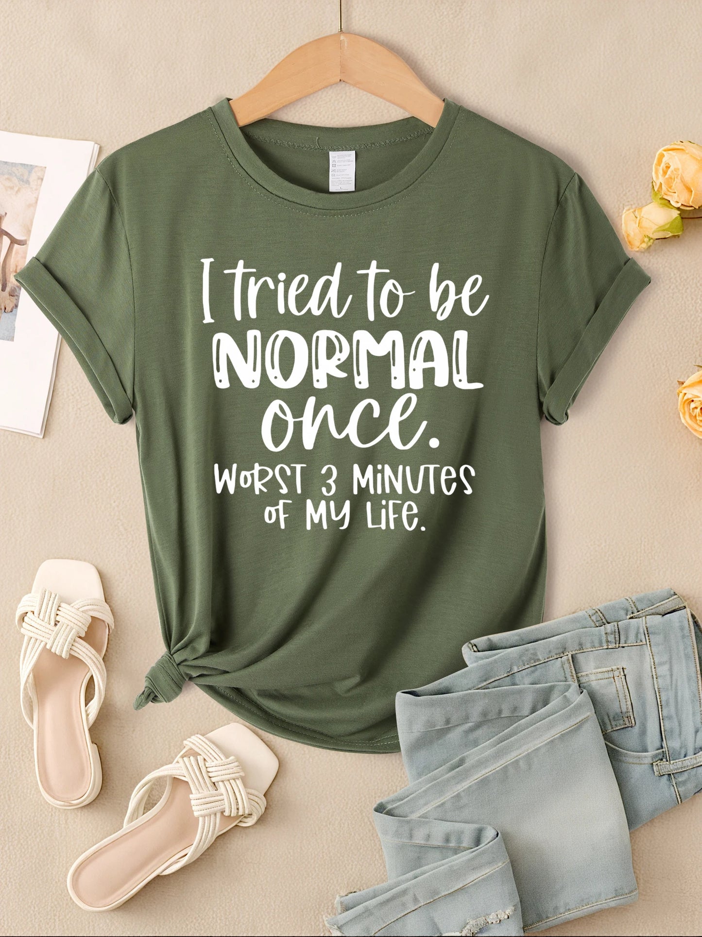 I Tried To Be Normal Once Print Women T-Shirts Multicolor Modal Short Sleeve Trendy Sports Clothes Casual Hip Hop Clothing