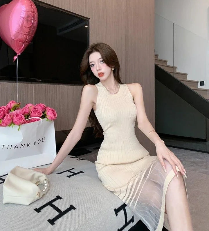 Dresses for Women Black SMidi Woman Dress Party Evening Night Club Prom Casual Youth G Fashion Summer 2024 Retro Sensual Sexy X