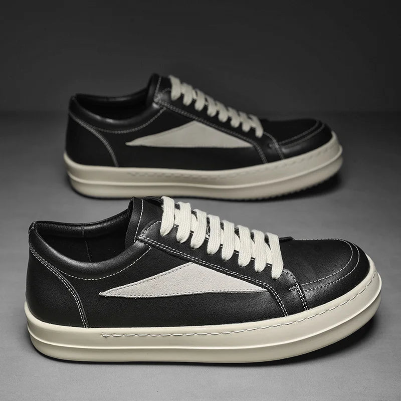 Shoes Leather Platform Sports Casual Shoes Black and White Retro Chalkboard Shoes Men's Boots Outdoor 2025 New Men's Shoes