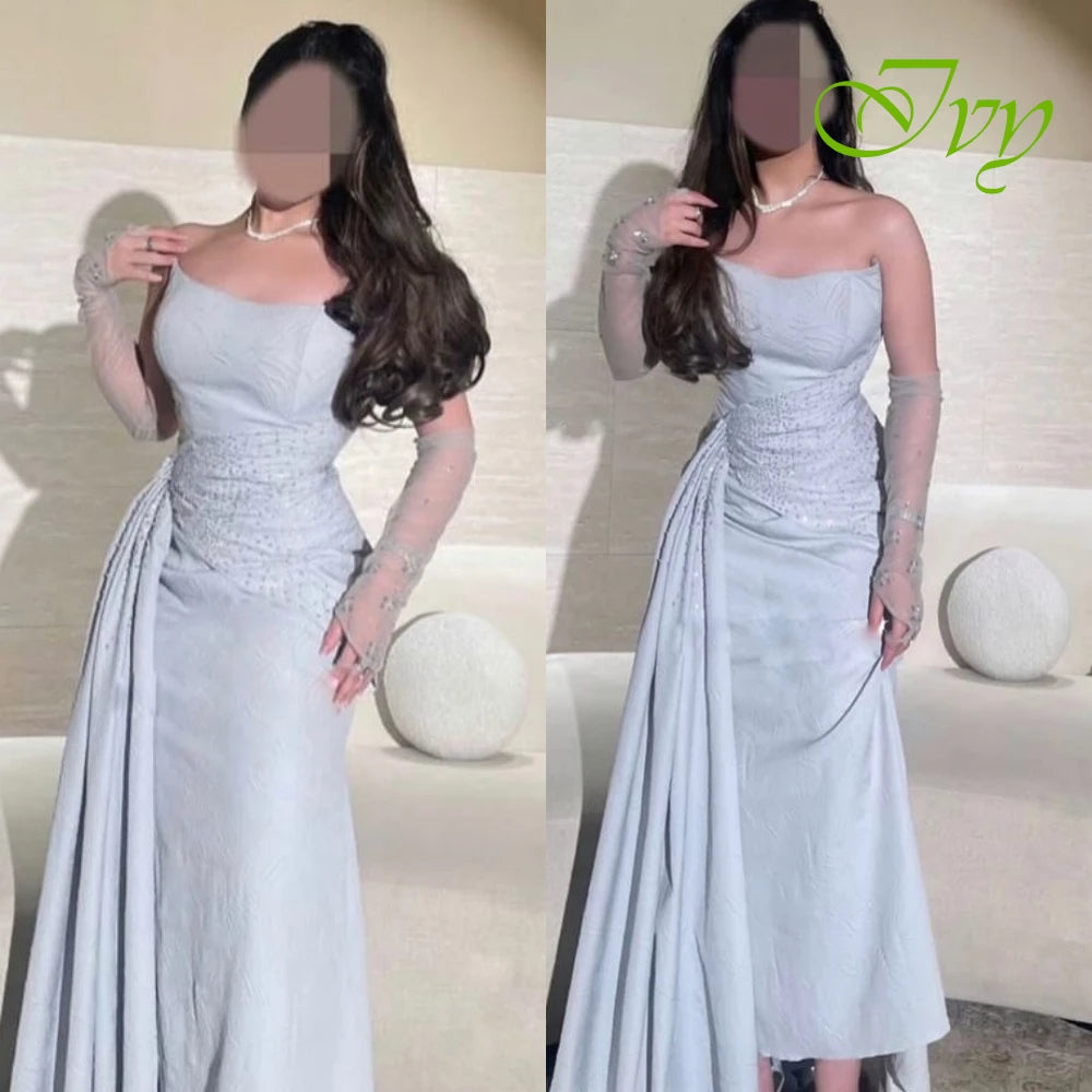 Customized Exquisite Strapless Sleeveless Evening Dress High Quality Chiffon Prom Dresses Temperament Bridal Party Gowns