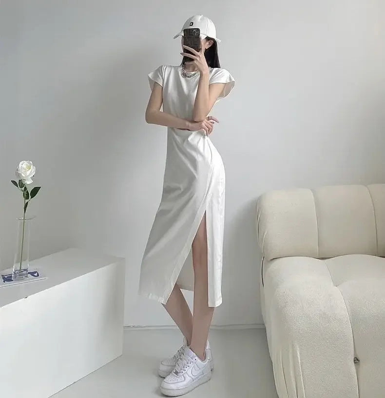 White Dresses for Women 2024 Woman Dress Clothes Midi X New in Chic and Elegant Pretty Cheap Casual Y2k Outfits Harajuku Cotton
