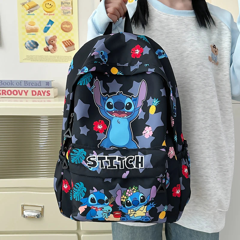 Back-to-school season and school, durable nylon schoolbags, large-capacity day bags, Stitch cartoon backpacks