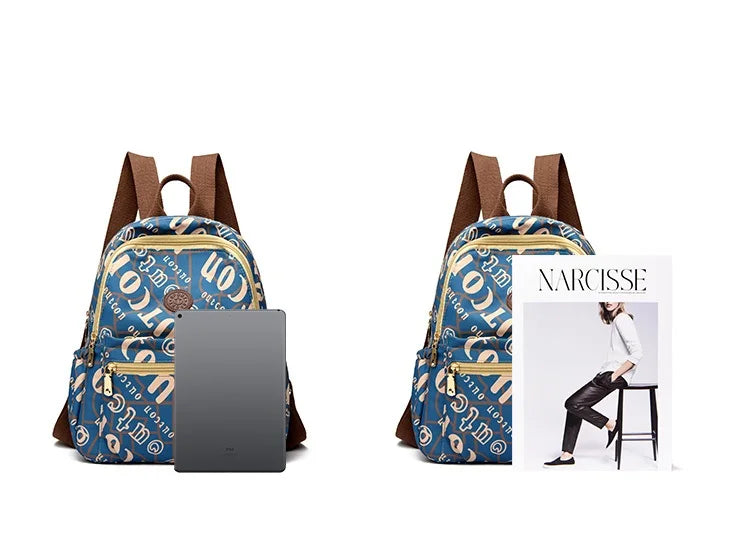 School Bag Women's Oxford Cloth Printed Casual Backpack Fashionable Large Capacity Lightweight Travel Versatile Backpack Backpac