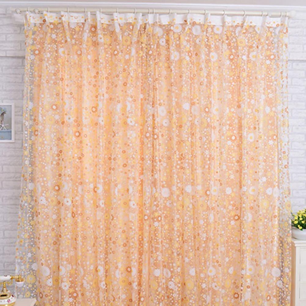 200X100cm Floral Pattern Window Curtain Summer Transparent Room Decor Window Screening Door Curtains Drape Panel Sheer Tulle