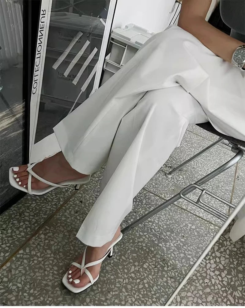 2025 Summer Women Clip Toe Slippers Fashion Dress Slide Shoes Ladies Elegant High Heel Footwear