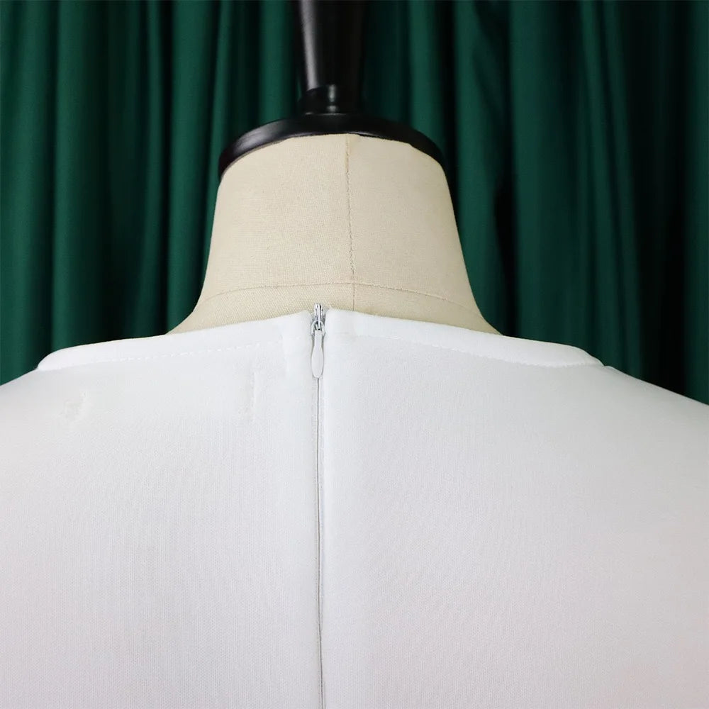 Elegant Party Dresses for Women O Neck Short Sleeve High Waisted Pleated Knee Length Fashion Ladies Birthday Dinner Vestidos Hot