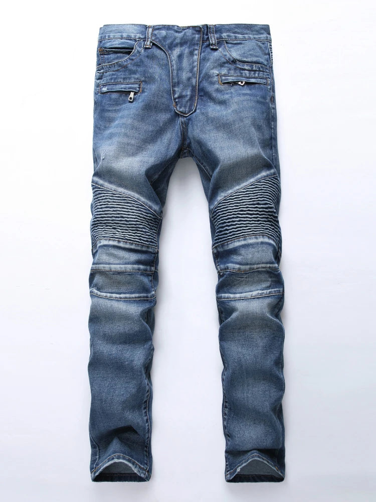 Jeans Men Long Pants Denim Pant High Waist Simple Zipper Splice Casual Regular Slim Fit Straight Trousers Autumn Winter