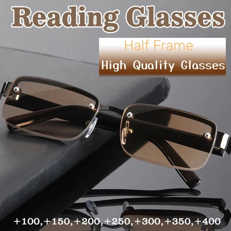 Classic High-quality Half-frame Reading Glasses Mens Vintage Natural Original Stone Presbyopia Eyeglasses  Diopter +1.0 To +4.0