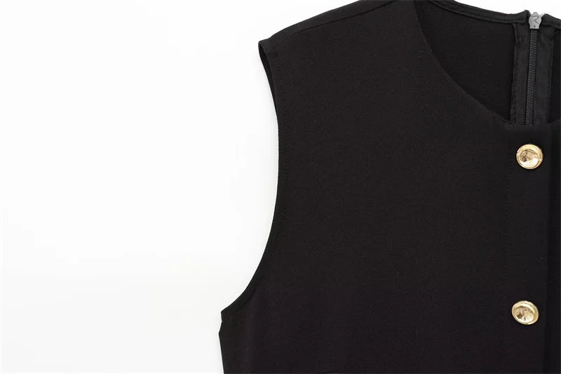 Women's Dress Black Long Dresses Spring Summer 2025 Button Up Sleeveless Sundress Vestidos Elegant Casual Women's Dresses