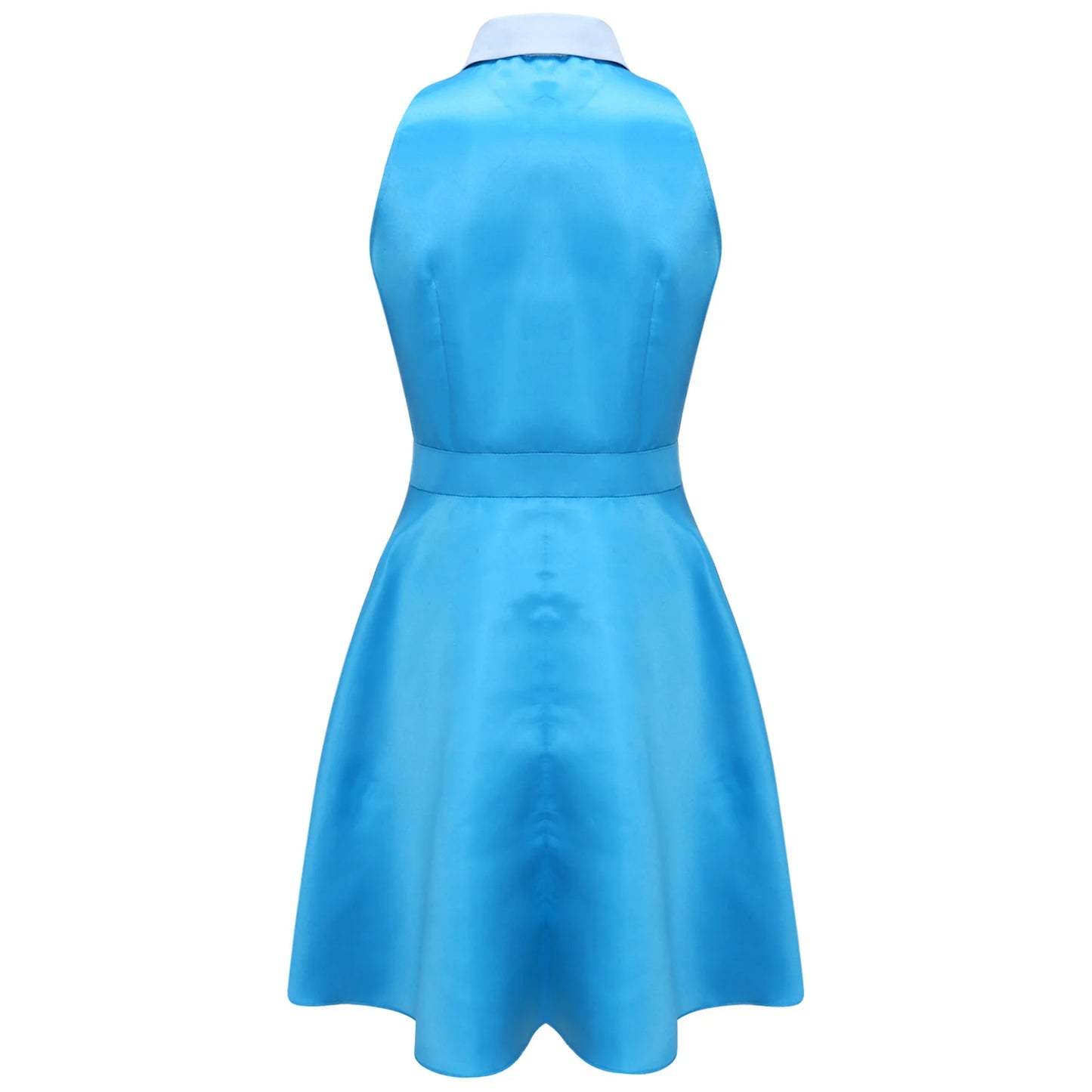 Womens 70s 80s Dumber Maid Dresses Lapel Ruffled Chest A-line Dress And Bowtie Rave Outfits Halloween Waitress Cosplay Costume