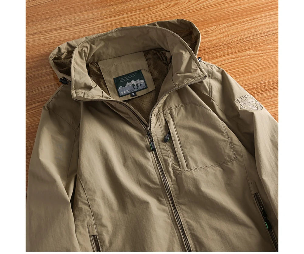Autumn Men's Hiking Waterproof Jackets Men Outdoor Quick Dry Sports Climbing Hooded Coats Men Breathable Windbreaker Jackets 5XL
