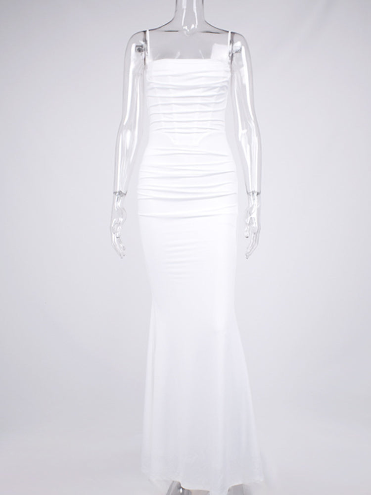 Elegant Dresses for Women Almond Corset Maxi Dress Draped Evening Night Party Dresses Bodycon Sexy Backless Dress with Fishbone