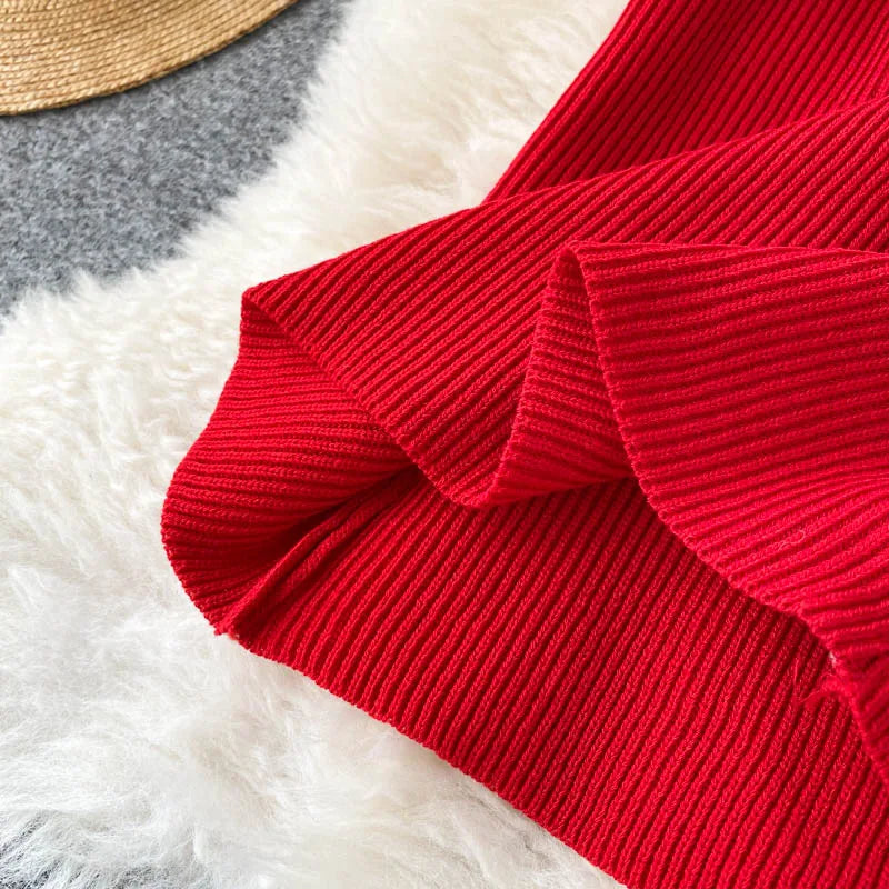 Dresses For Women 2026 Sexy Strapless Ribbed Knitted Bodycon Dress Women Winter Long Sleeve Midi Sweater Dress Clothes