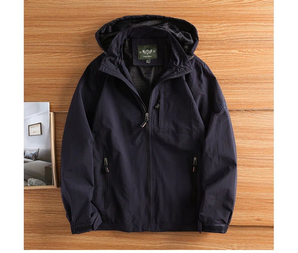 Autumn Men's Hiking Waterproof Jackets Men Outdoor Quick Dry Sports Climbing Hooded Coats Men Breathable Windbreaker Jackets 5XL